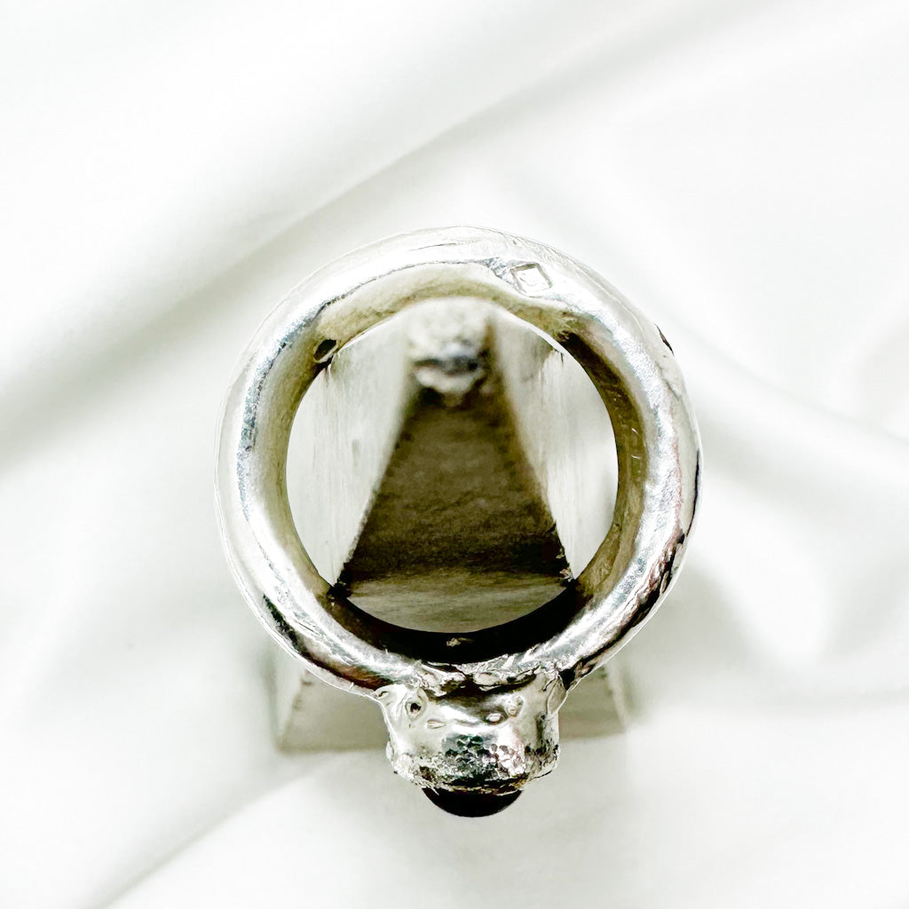 Sterling Silver Cast Ring with Amber  (Size 52 / L / 6)