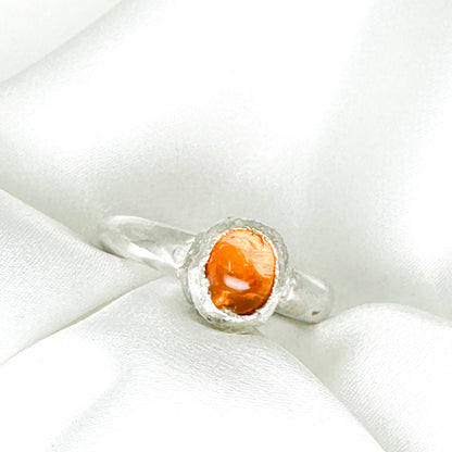 Sterling Silver Cast Ring with Amber  (Size 52 / L / 6)