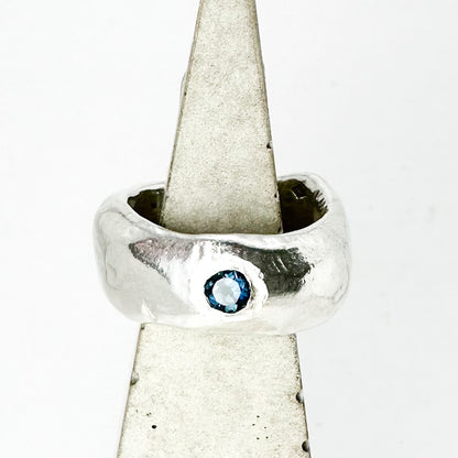 Chunky Sterling Silver Ring with London Blue Topaz