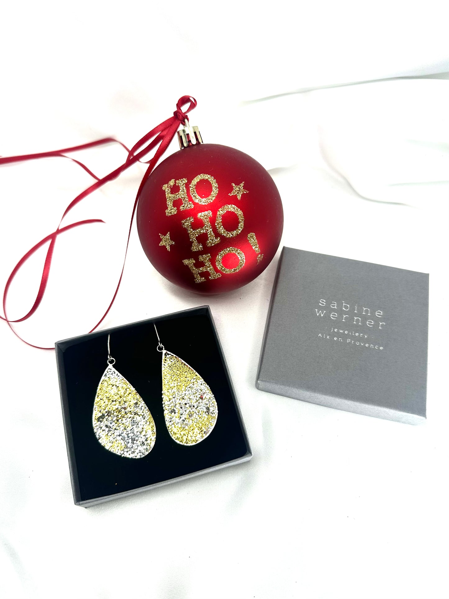 silver and gold wing earrings in sterling silver and resin, 80 mm or 70mm