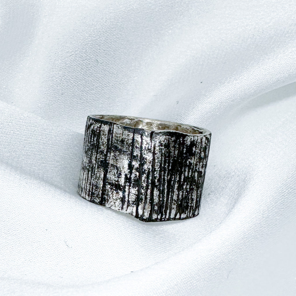 Unisex Oxidised Silver Statement Ring