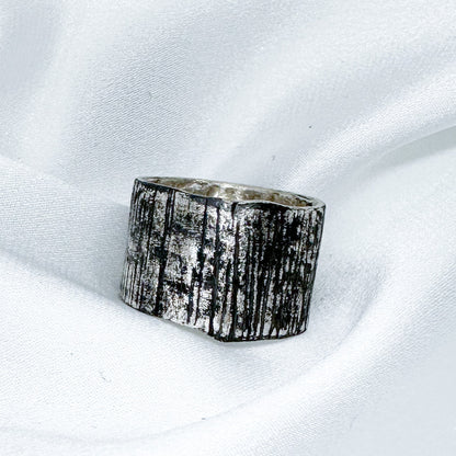 Unisex Oxidised Silver Statement Ring