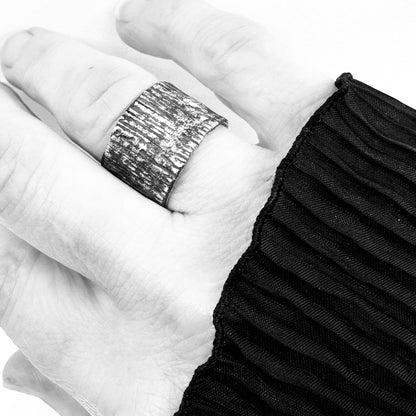 Unisex Oxidised Silver Statement Ring