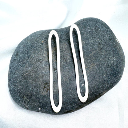 Long Minimalist Hoop Earrings in Brushed Eco Sterling Silver