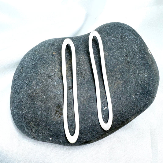 Long Minimalist Hoop Earrings in Brushed Eco Sterling Silver
