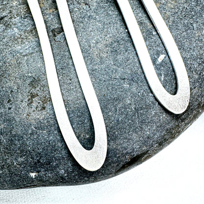 Long Minimalist Hoop Earrings in Brushed Eco Sterling Silver