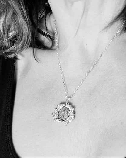 Molten Silver and Pyrite Pendant Necklace from Sabine Werner Jewellery.