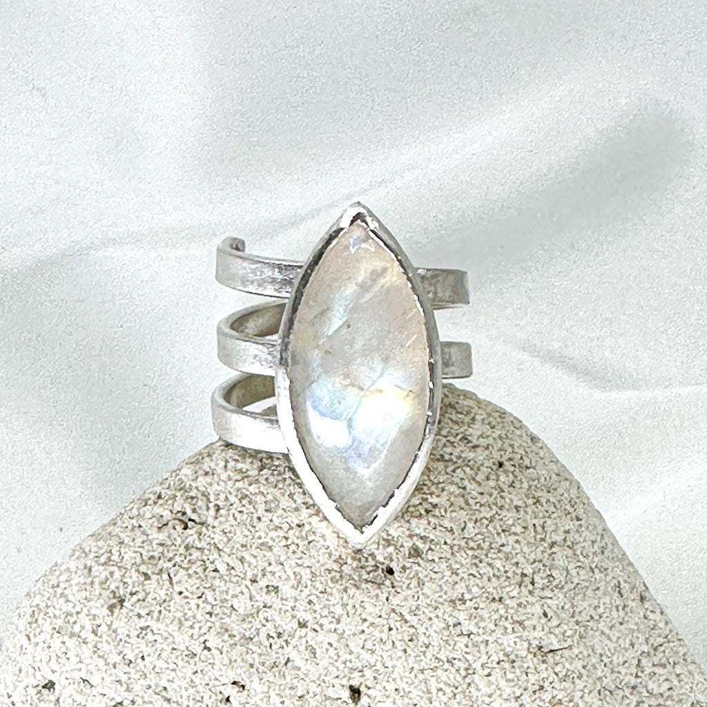 Adjustable Marquise Moonstone Ring in Silver from Sabine Werner Jewellery