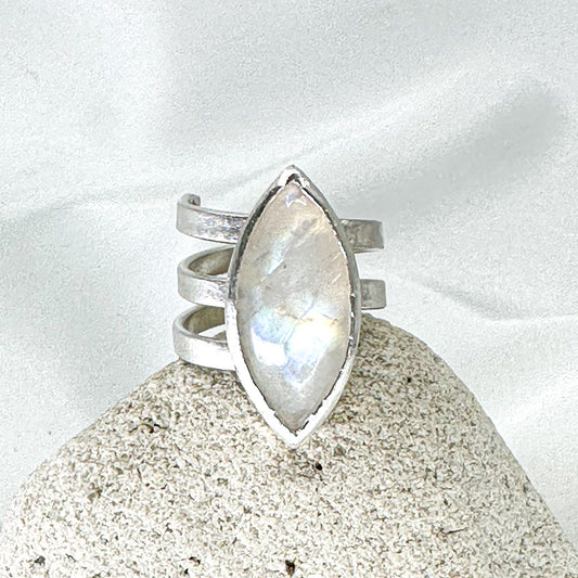 Adjustable Marquise Moonstone Ring in Silver from Sabine Werner Jewellery
