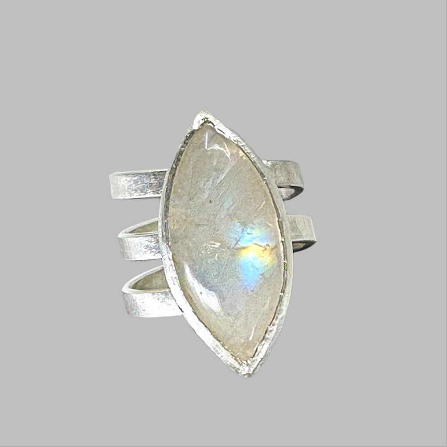 Adjustable Marquise Moonstone Ring in Silver from Sabine Werner Jewellery