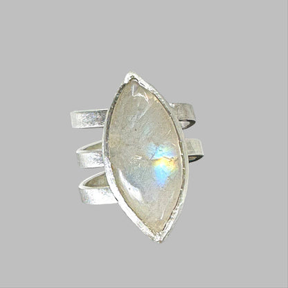Adjustable Marquise Moonstone Ring in Silver from Sabine Werner Jewellery