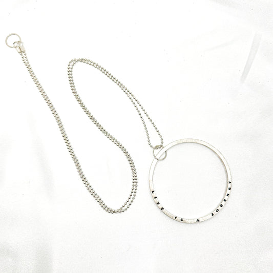 life is a journey silver pendant on long ball chain
