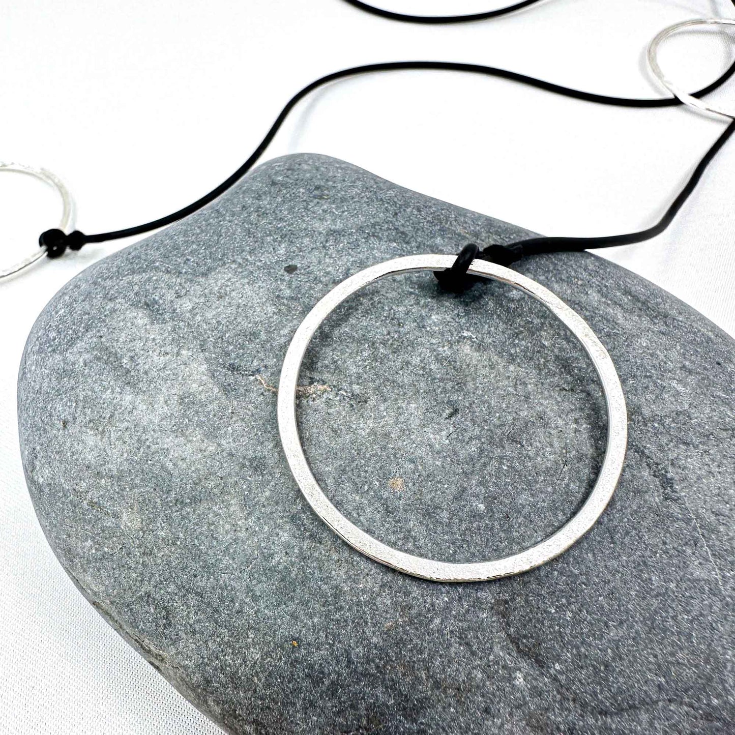 long silver necklace with 3 rings • also available in 14k gold plated