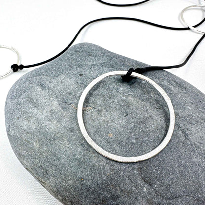 long silver necklace with 3 rings • also available in 14k gold plated