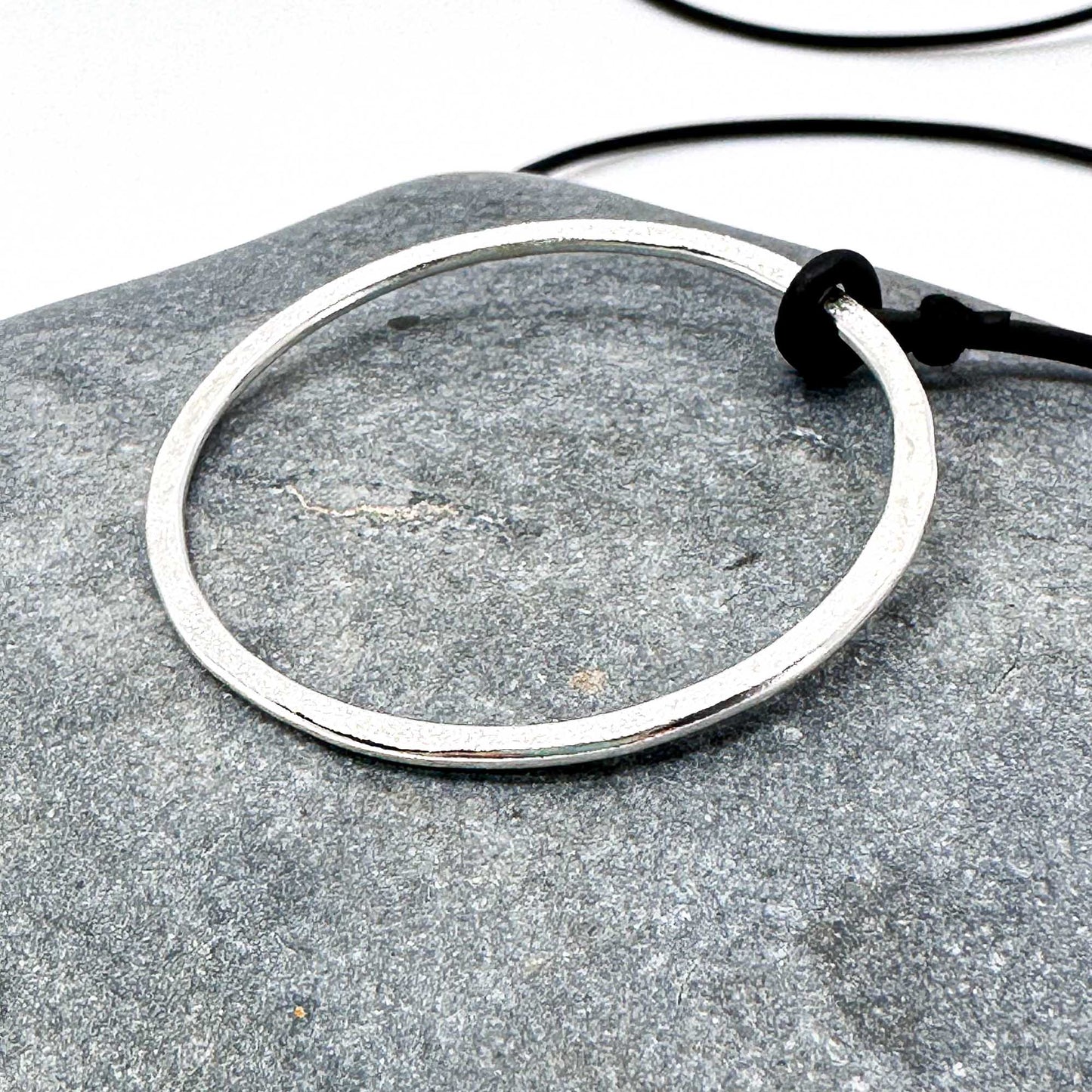 long silver necklace with 3 rings • also available in 14k gold plated