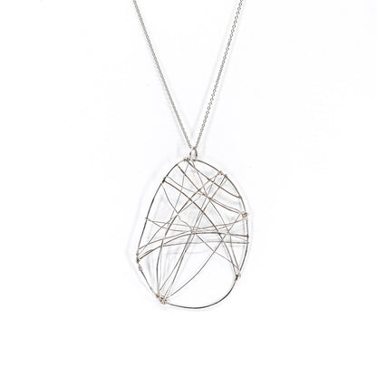 long  statement necklace in 925 eco sterling silver with wing shaped pendant
