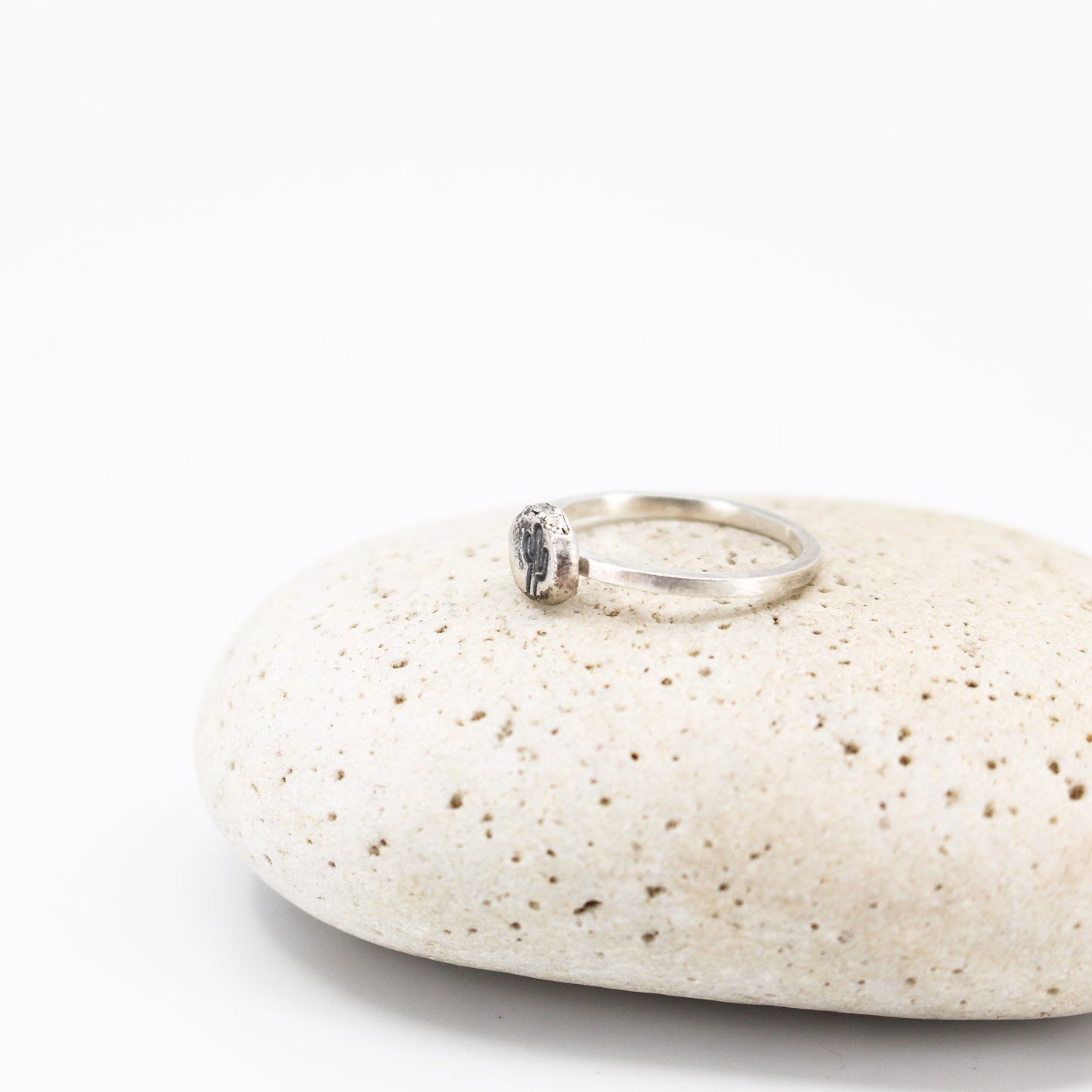 simple cactus eco sterling silver ring