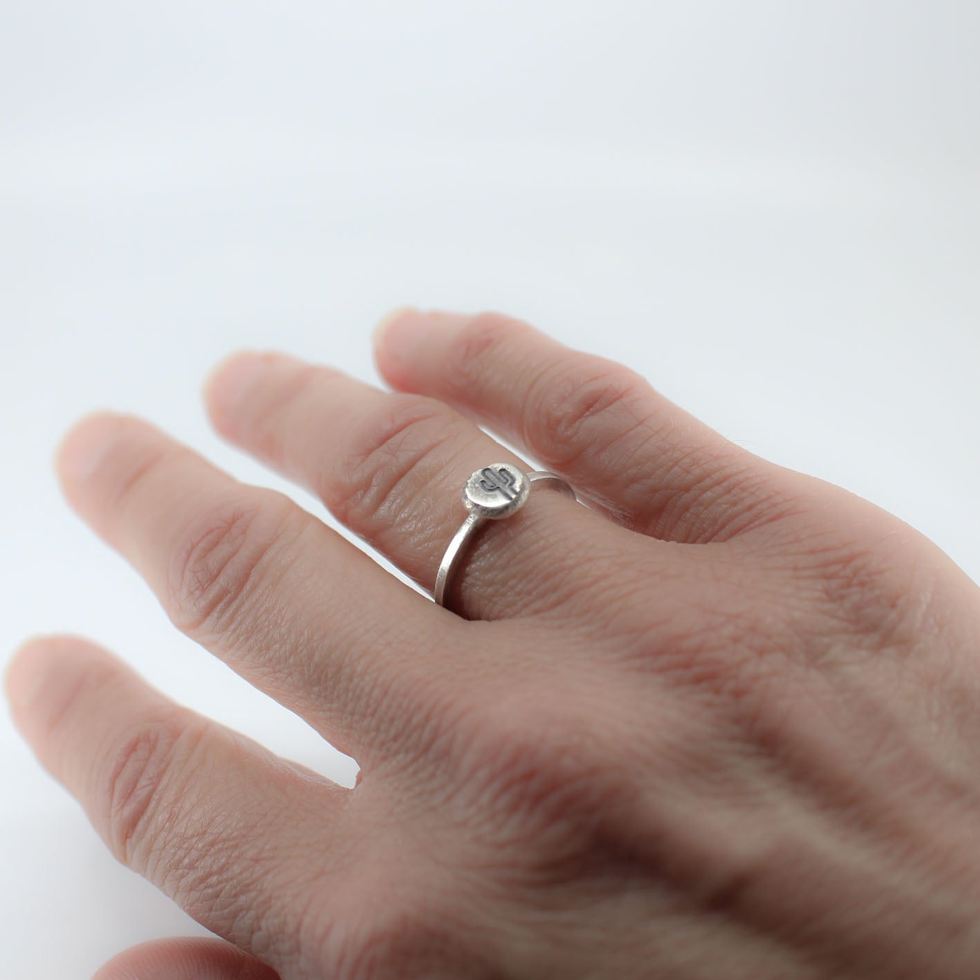 simple cactus eco sterling silver ring