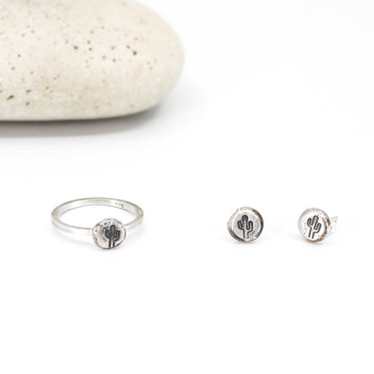simple cactus eco sterling silver ring