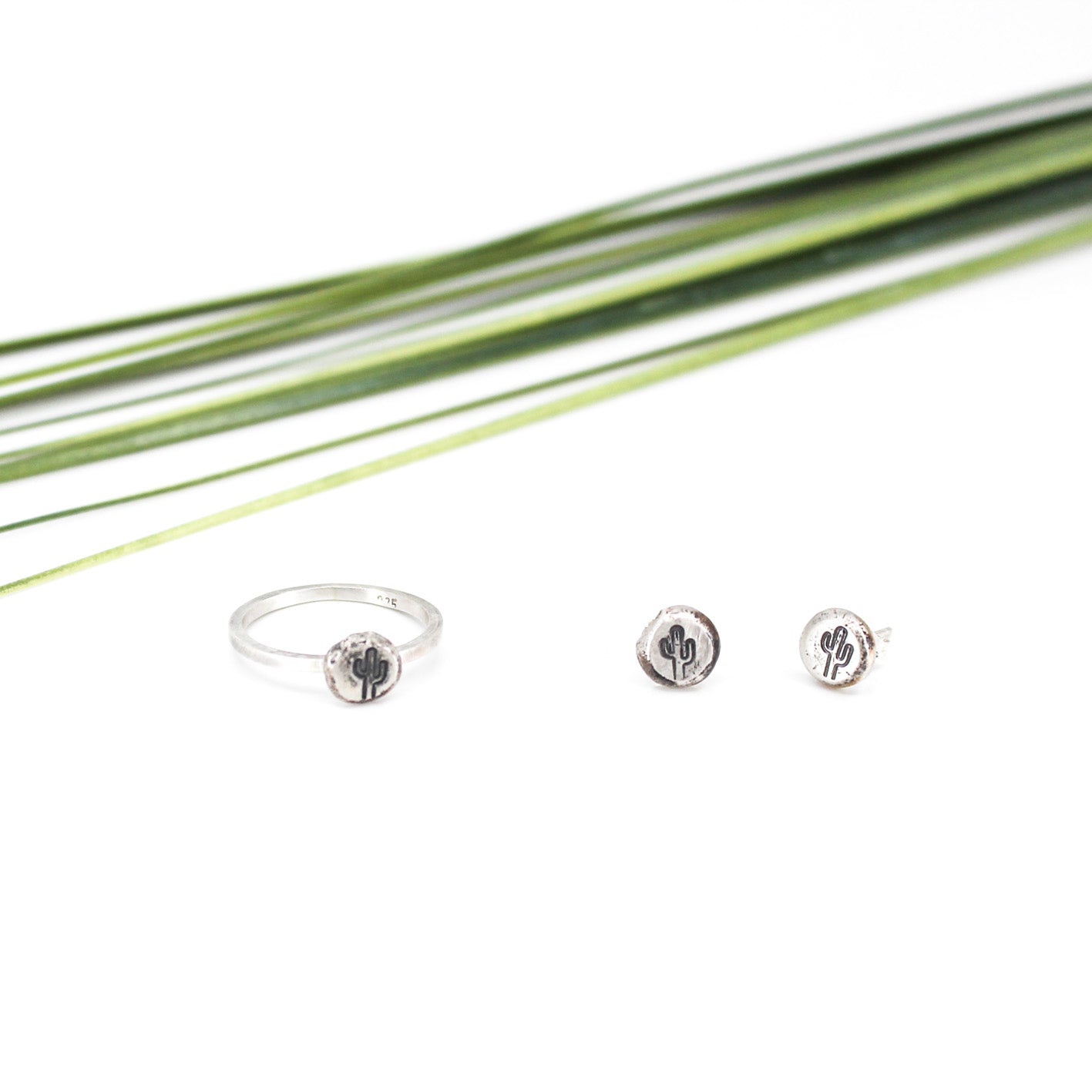 simple cactus eco sterling silver ring