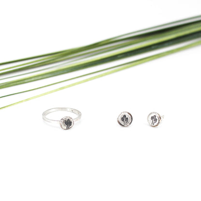 simple cactus eco sterling silver ring