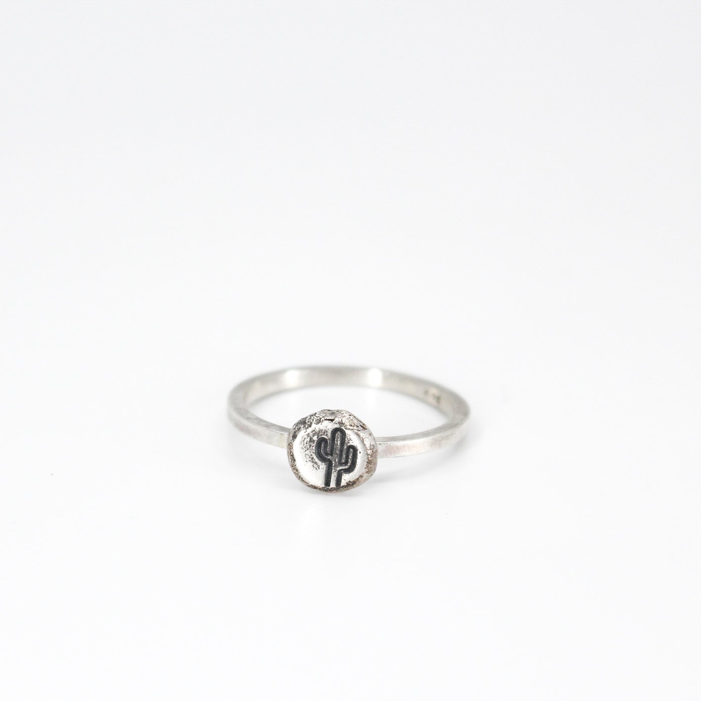 simple cactus eco sterling silver ring