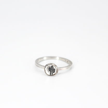 simple cactus eco sterling silver ring