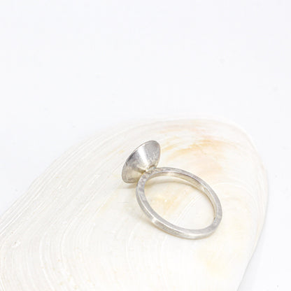 black silver ring with domed cup in 925 eco sterling silver