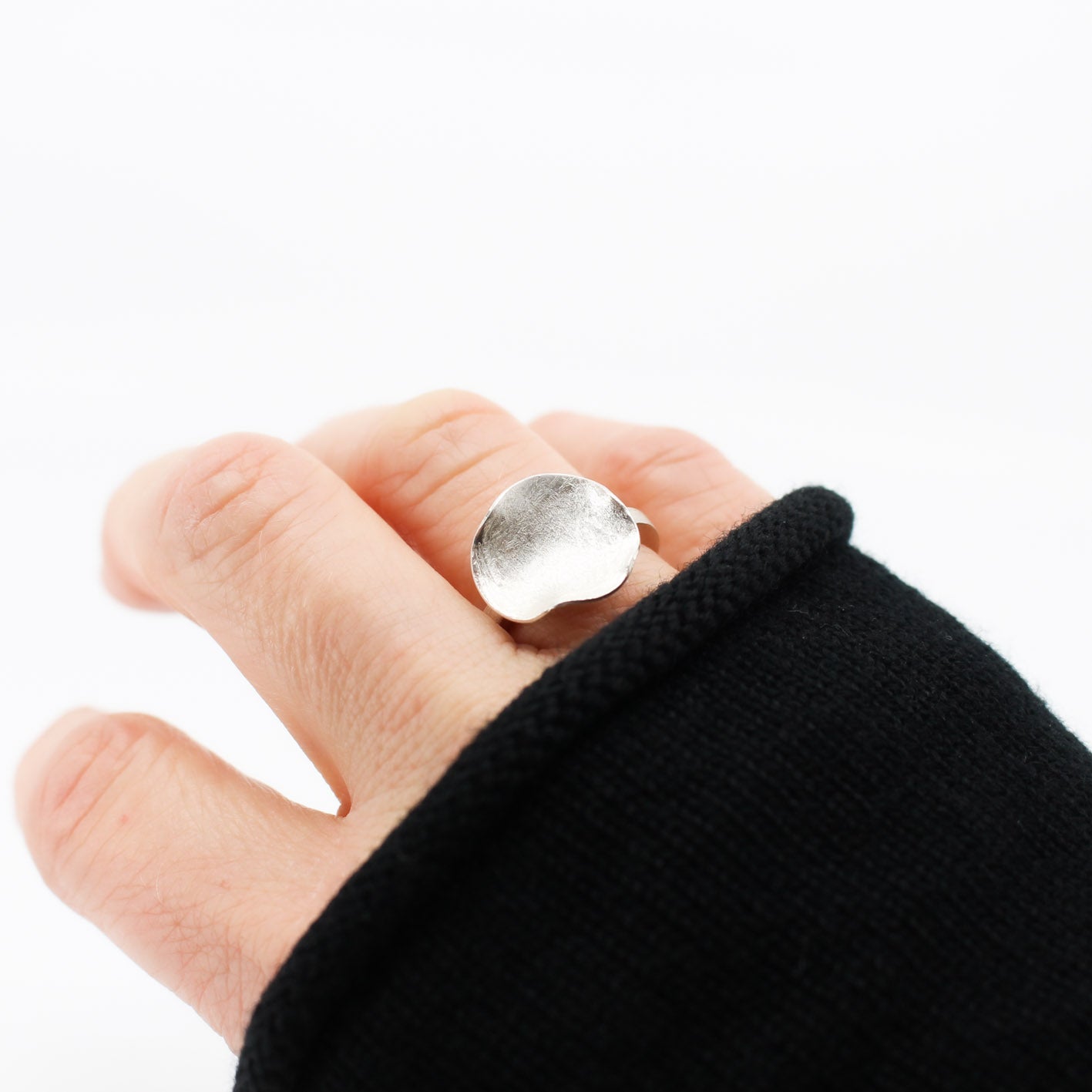 small organic shaped statement ring in 925 eco sterling silver