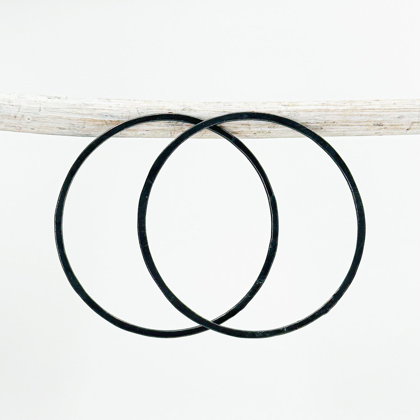 Large Hoop Stud Earrings in Oxidised Sterling Silver
