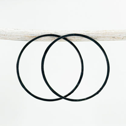 Large Hoop Stud Earrings in Oxidised Sterling Silver