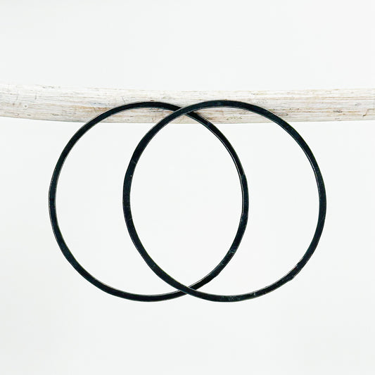 Large Hoop Stud Earrings in Oxidised Sterling Silver
