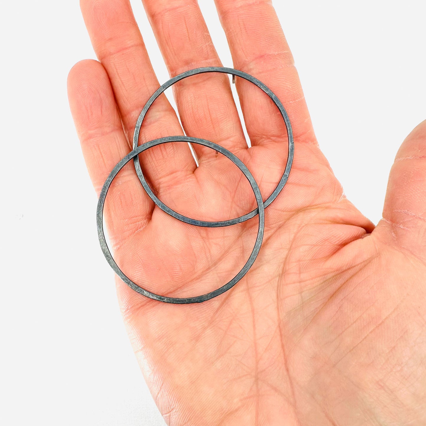 Large Hoop Stud Earrings in Oxidised Sterling Silver