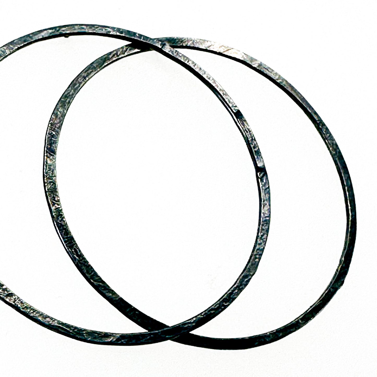 Large Hoop Stud Earrings in Oxidised Sterling Silver