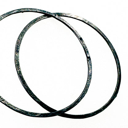 Large Hoop Stud Earrings in Oxidised Sterling Silver