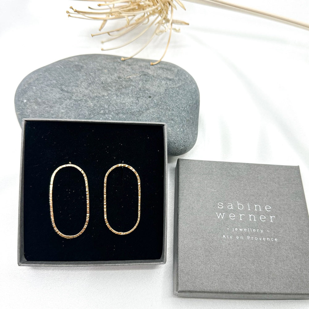 Large Oval Gold Plated Stud Earrings