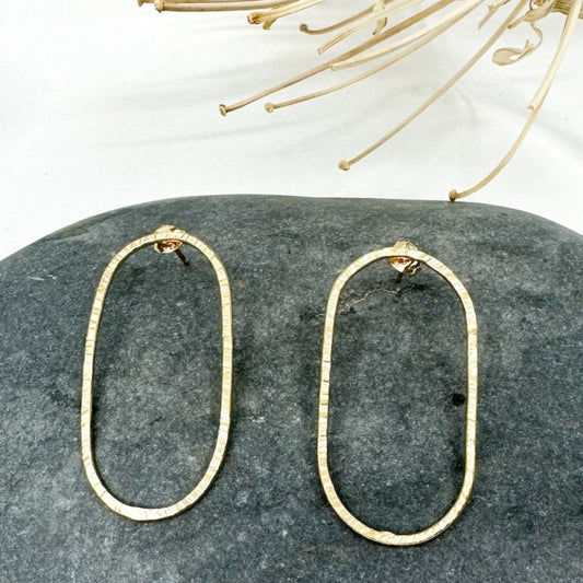 Large Oval Gold Plated Stud Earrings