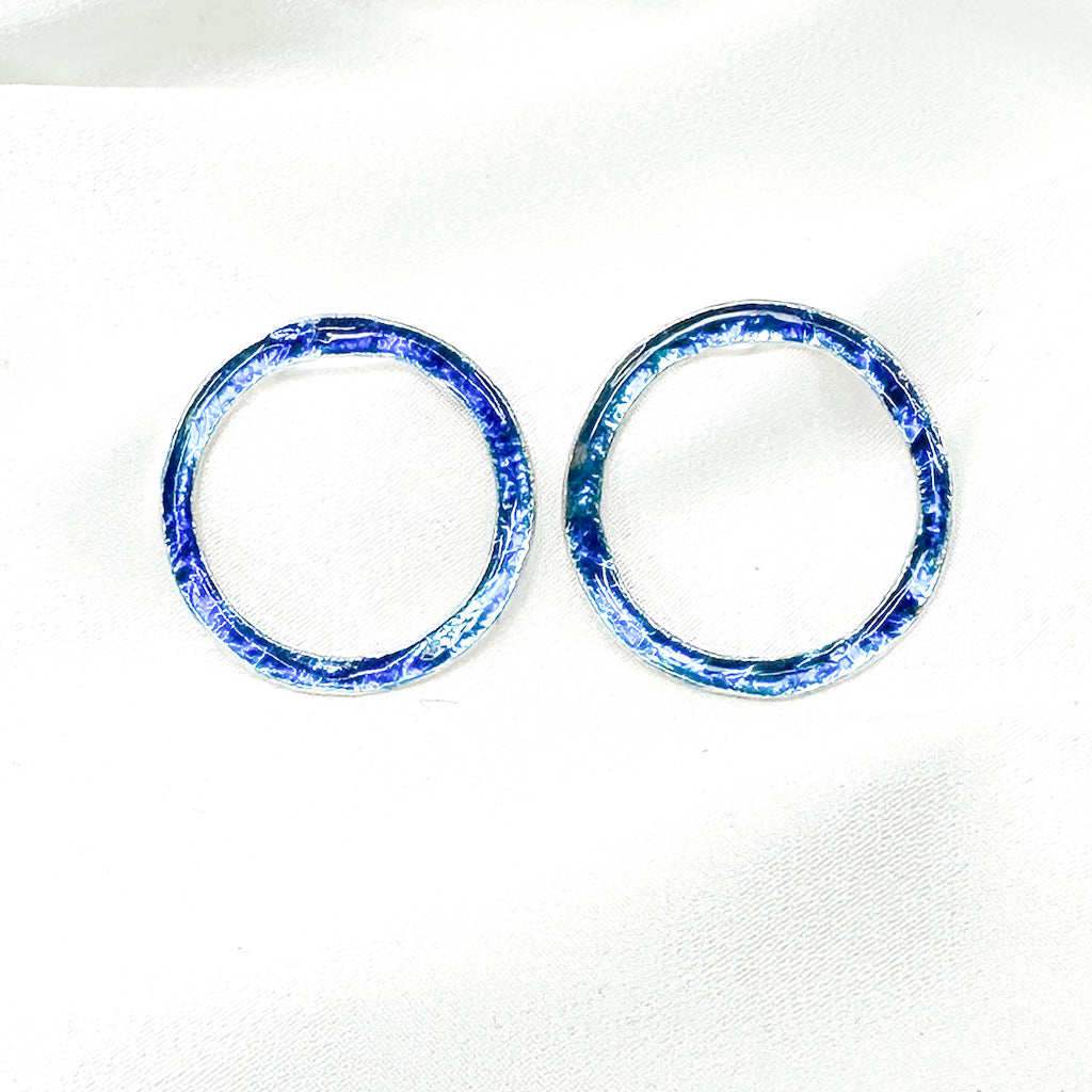 blue circle stud earrings