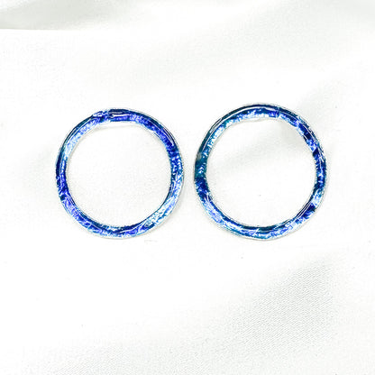 blue circle stud earrings
