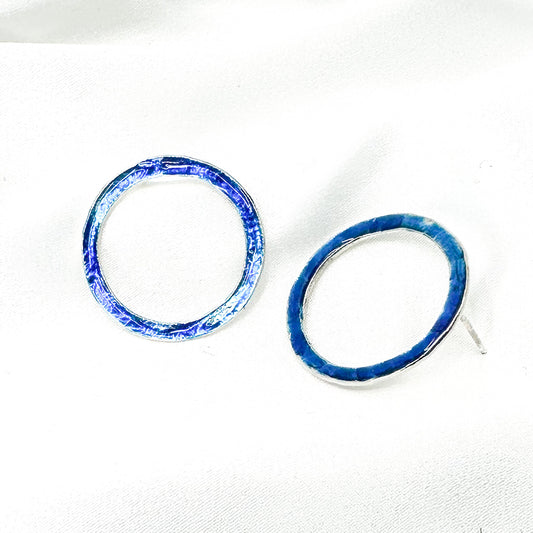 blue circle stud earrings