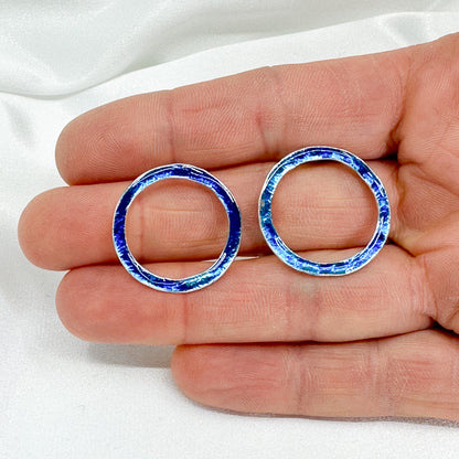 blue circle stud earrings
