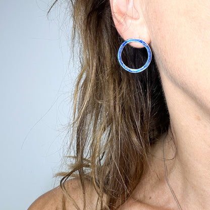blue circle stud earrings