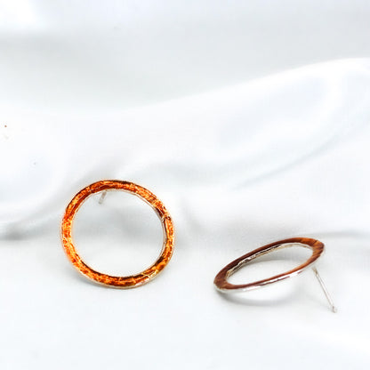 orange circle stud earrings