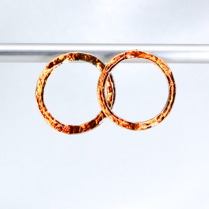 orange circle stud earrings