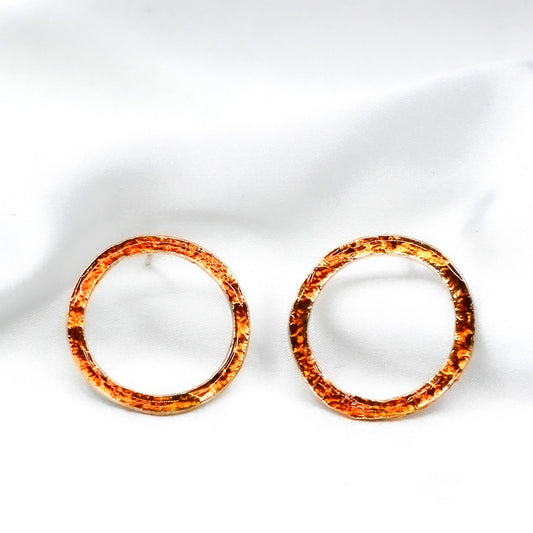 orange circle stud earrings