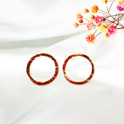 orange circle stud earrings