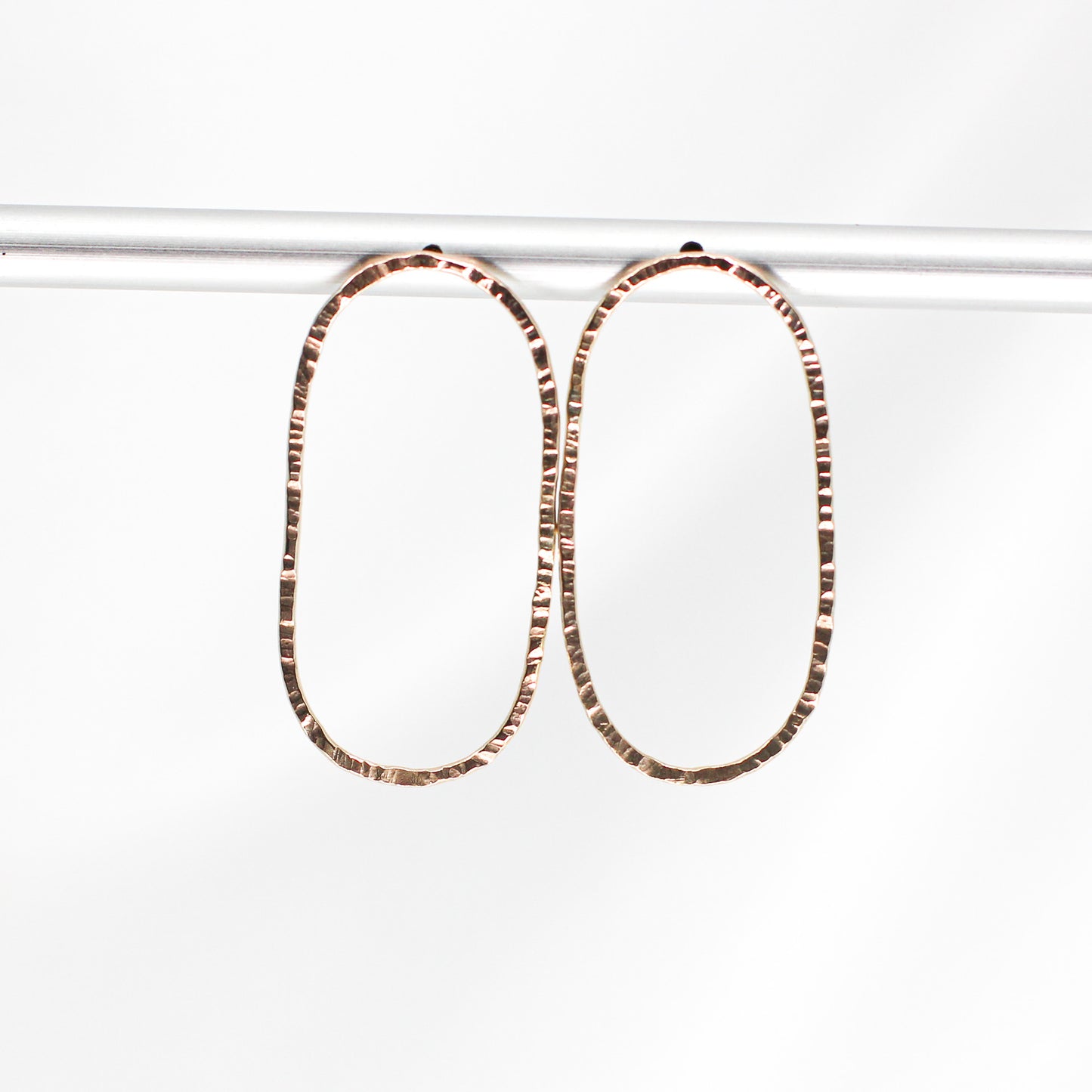 minimalist oval hoop 9ct gold stud earrings