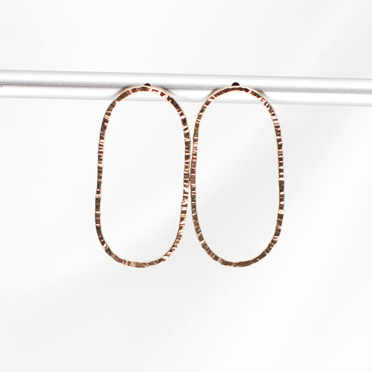 minimalist oval hoop 9ct gold stud earrings