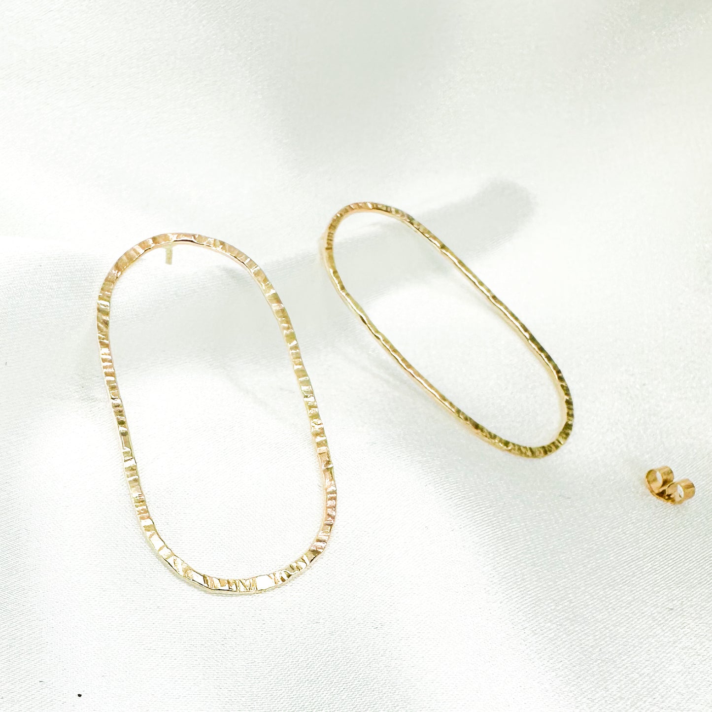 minimalist oval hoop 9ct gold stud earrings