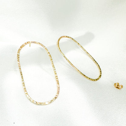 minimalist oval hoop 9ct gold stud earrings